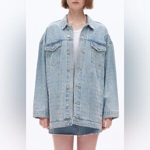 Bayeas Oversize Rhinestone Denim Jacket size Small NWT